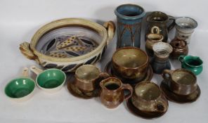 A collection of studio pottery and stoneware to include Beach, Aylesford, Mill Pottery, Broughton