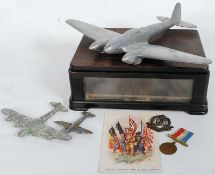 A model apprentice piece diecast aeroplane along with display box and two other diecast, and a