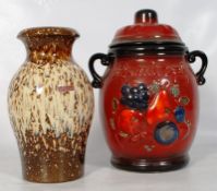 A Scheurich West German drip glaze vase, together with a Rumtopf West German pot. 27cm and 31cm