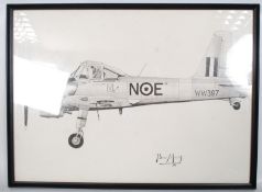 Brian Mullins (20th century) framed and glazed original artwork of a military army plane. 55cm x