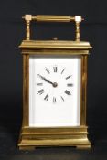A large early 20th century French brass cased repeater carriage clock. The platform escapement