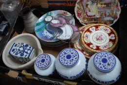 A quantity of china to include Royal Albert plates, preserve jars etc.