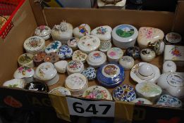 A collection of china trinket boxes to include Dresden, Limoges etc