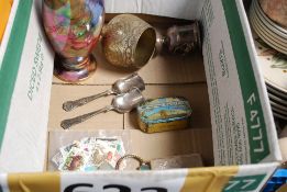 Mixed lot to include stamps, studio vase, advertising tin etc