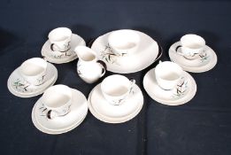 A Royal Doulton Bamboo tea set pattern No D6446 . The set includes cups, plates, saucers, sugar
