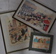 HM Bateman (1920`s) two framed and glazed Punch magazine colour prints of humorous courtroom