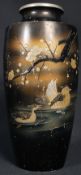 A 20th century Japanese / Chinese metal worked oriental vase having enamelled bird and foliate