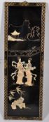 1920`s Chinese mother of pearl ebonised laquer wall plaque. 92cm x 31cm.