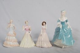 4 Coalport porcelain figurines to include Katie, Jane, Jacqueline  and a larger unnamed lady in a