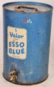 A vintage Esso blue petrol drum / can. Of cylindrical form having notation to centre