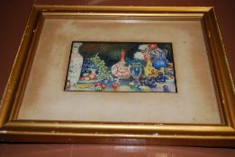 AT Watkins Clark (After Hume Nesbet - 20th century) watercolour. Framed & glazed.. 8cm x 13cm