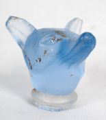 An early 20th century blue glass fox decanter / bottle stopper.