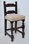 An unusual 19th century Victorian carved oak haberdashery / shop chair. The block and turned legs