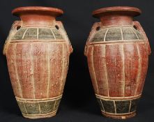 A pair of large 20th century greek style stoneware vases / water vessels of studio design