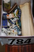 A box to include Hohner harmonmica x2, Wade whimsies etc.