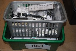 2 boxes of assorted mobile phone accessories to include leads, data cables, headphones etc. PLEASE