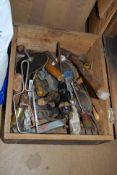 A box of woodworking tools along with another box of tools, screw etc.