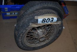 2 vintage 1950's / 1960's Wire wheel rims being 15" Together with a 1950's open faced motorcycle