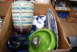A mixed lot to include colourful studio bowls, venetian vase, Prinknash etc