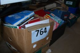 Five boxes of books to include one box of pictures and prints.