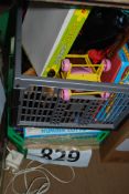 2 boxes of vintage and later childrens toys to include Playmobil, teddy bears, boxed games,