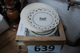 Two Victorian Booths chain plates along with a crested ware ribbon plate for Weston Super Mare and 6