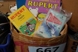 A mixed box to include complete set of Eclipse Popular Encyclopaedia, Rupert books and annual, and a