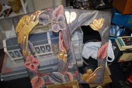 A pair of  1930`s Art Deco picture frames having the original paintwork being very well carved with