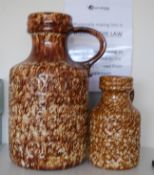 Two West German Fat Lava style drip glaze jugs - tallest being 40cm.