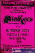 Music Memorabilia. An unframed `Pinkees`  music gig / event poster. Notation for Reading University