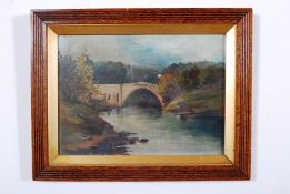 Two oil paintings on boards depicting river landscapes, being framed and glazed in oak. 23cm x 32cm