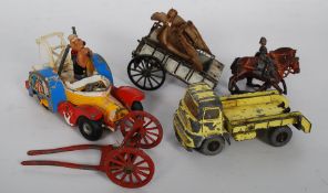 A Britains coach and horses die lead toy together with A Corgi Popeye  paddlewagon  and a Dinky