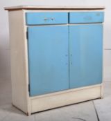 A 1950`s two tone retro kitchen dresser cabinet  having 2 short drawers over cupboard beneath.