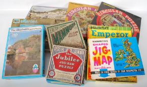 Waddingtons vintage Jig-saw puzzles to include England map, Emperor, Circular puzzles x 2, Exeter