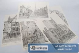 A full set of 12 Griffin prints of Bristol views to include, Pithay, Steep Street, etc. Unframed -