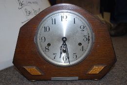 An Art Deco mantle clock with pendulem movement. 23cms High x 30cms Wide x 14cms Depth