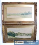 2 Edwardian framed, glazed and mounted prints after GEO Oyston`. St Marys Abbots, Hants and Culham