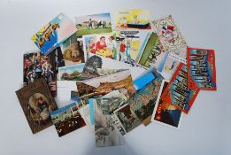 A small quantity of postcards, including a good silk greetings card, comic cards (by Taylor), views