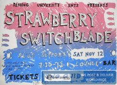 Music Memorabilia. An unframed `Strawberry Switchblade` music gig / event poster  Overall 45 cms