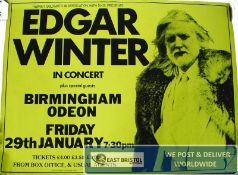 Music Memorabilia. An unframed `Edgar Winter`  at the Birmingham Odeon music gig / event poster.