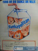 Music Memorabilia. An unframed `Funkapolitan`  music gig / event poster for `Thursdays, 1981`.