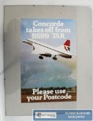 An original Post Office advertising poster for Concorde, with notation 'Concorde Takes Off From