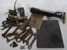 A good collection of vintage motorcycle parts to include marks by Triumph, along with 1910 Motor and