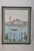 A framed and glazed 20th century Venitian watercolour. Unsigned 46cms HIgh x 34cms Wide
