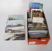 A box of postcards to include early and modern views, signed, portraits etc. Many written to/from