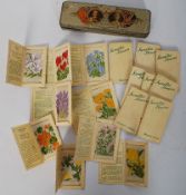 Kensitas silk flowers cigarette cards, 17 in total, contained within a Royal Silver Jubilee (
