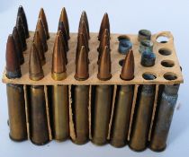 A British 303 Mk7 WWII inert rifle cartridges, most with heads in correct cardboard box (32 in