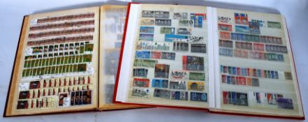 2 stamp collecting stock books of Great Britain stamps in albums.