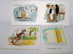 4 original artists cartoon sketches in ink and watercolours, possibly by Rogers, but unsigned.