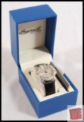 Original boxed Ingersoll 'Gems Pilot' swiss movement watch with leather strap 'unused' WB059969
